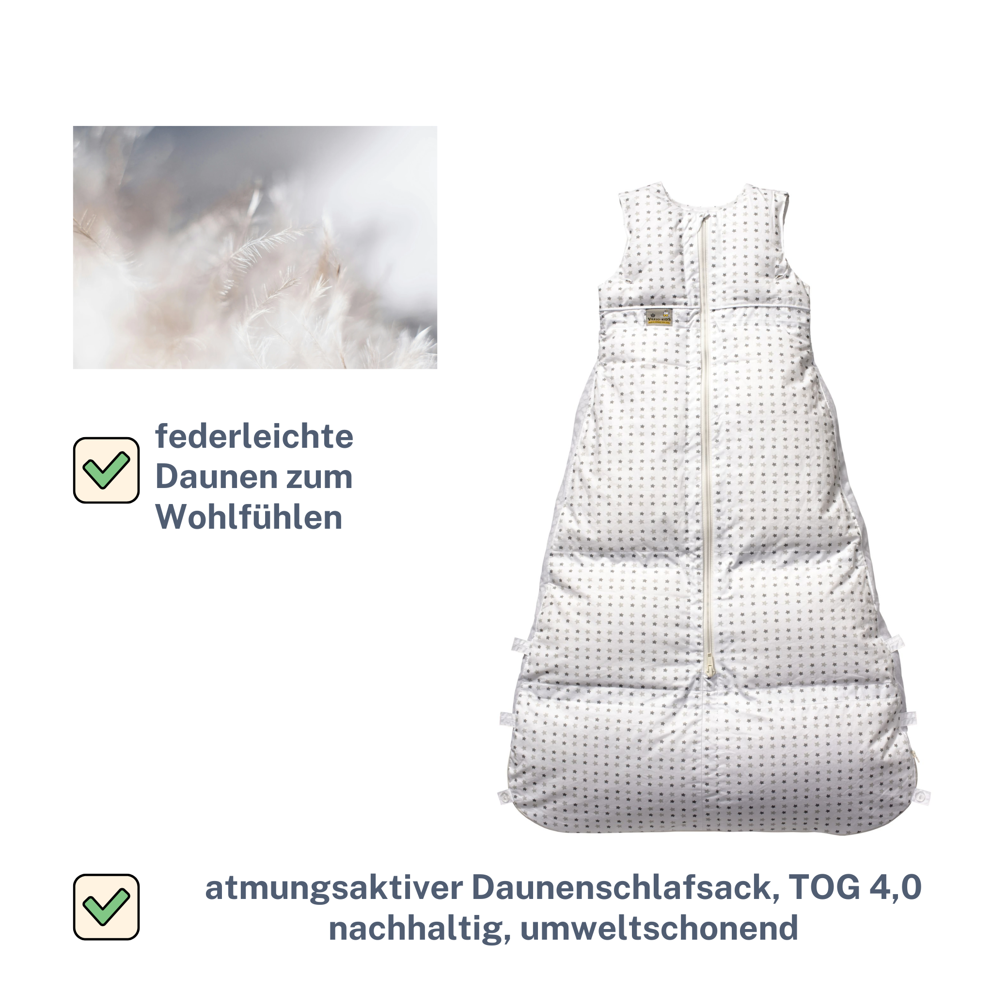 ARO Artländer Daunenschlafsack Sternenhimmel, Gr. 80 (70-60) B-Ware