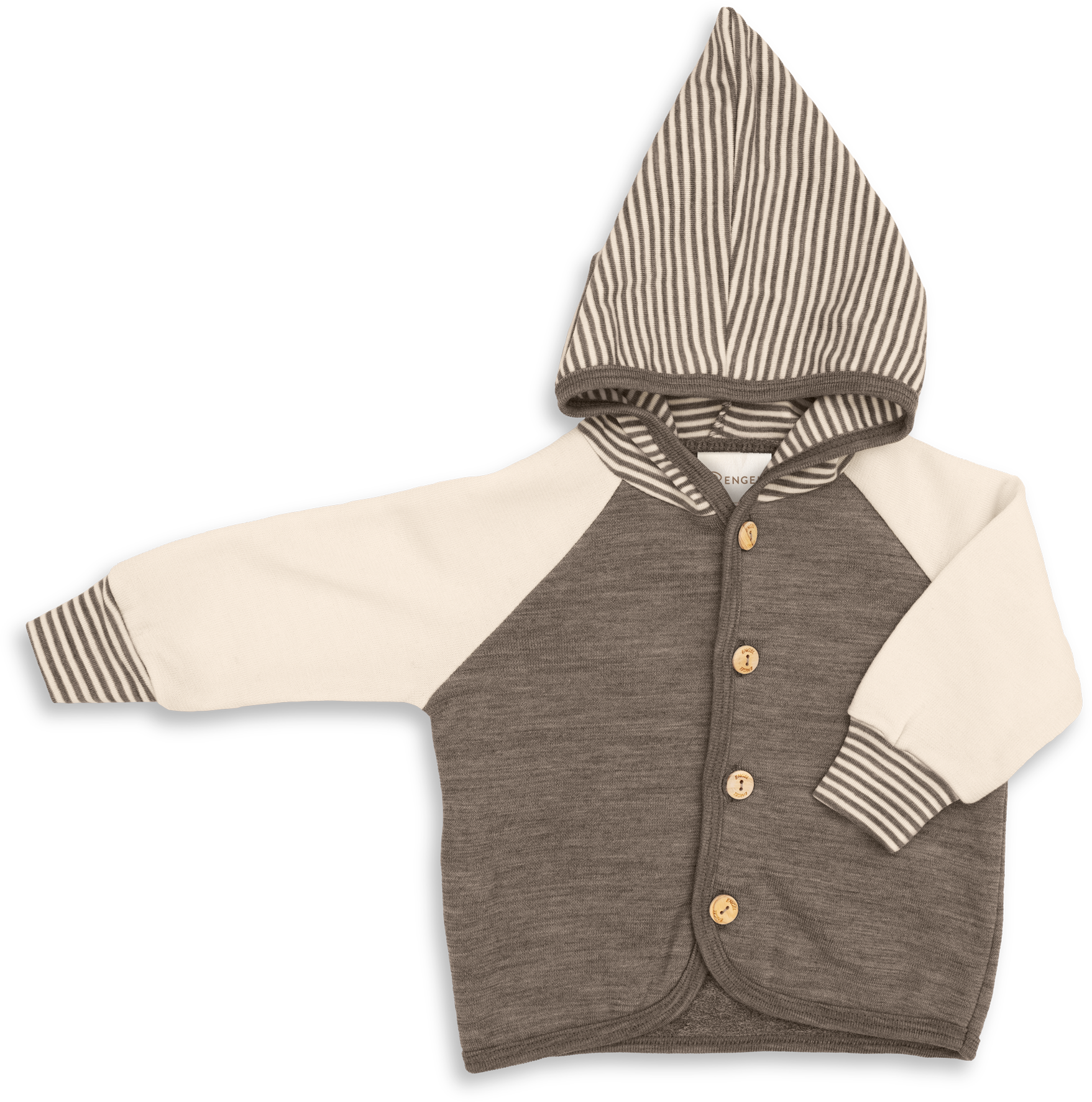 Engel Baby Kapuzenjacke mit Holzknöpfen