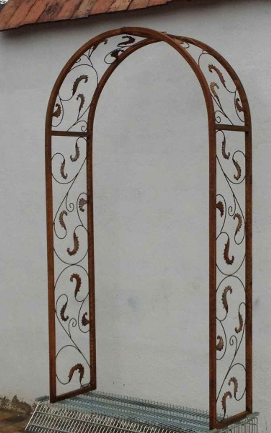 Rundbogen Laubengang MASSIV 30 ROHR Rosenbogen Lisbao-RB 120/225 Roh Rost Rostig