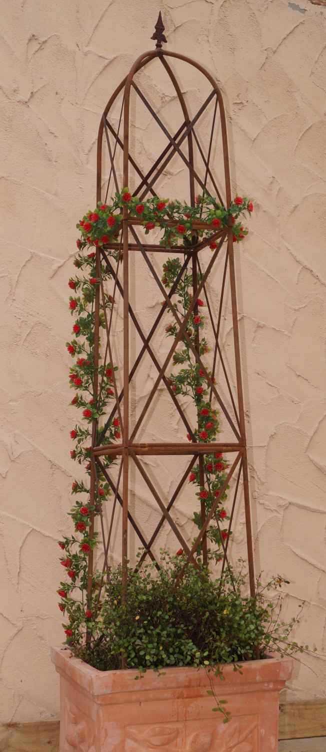 Spalier Rankhilfe Obelisk Blumenregal Blumentreppe Blumensäule Alina 180 ROST