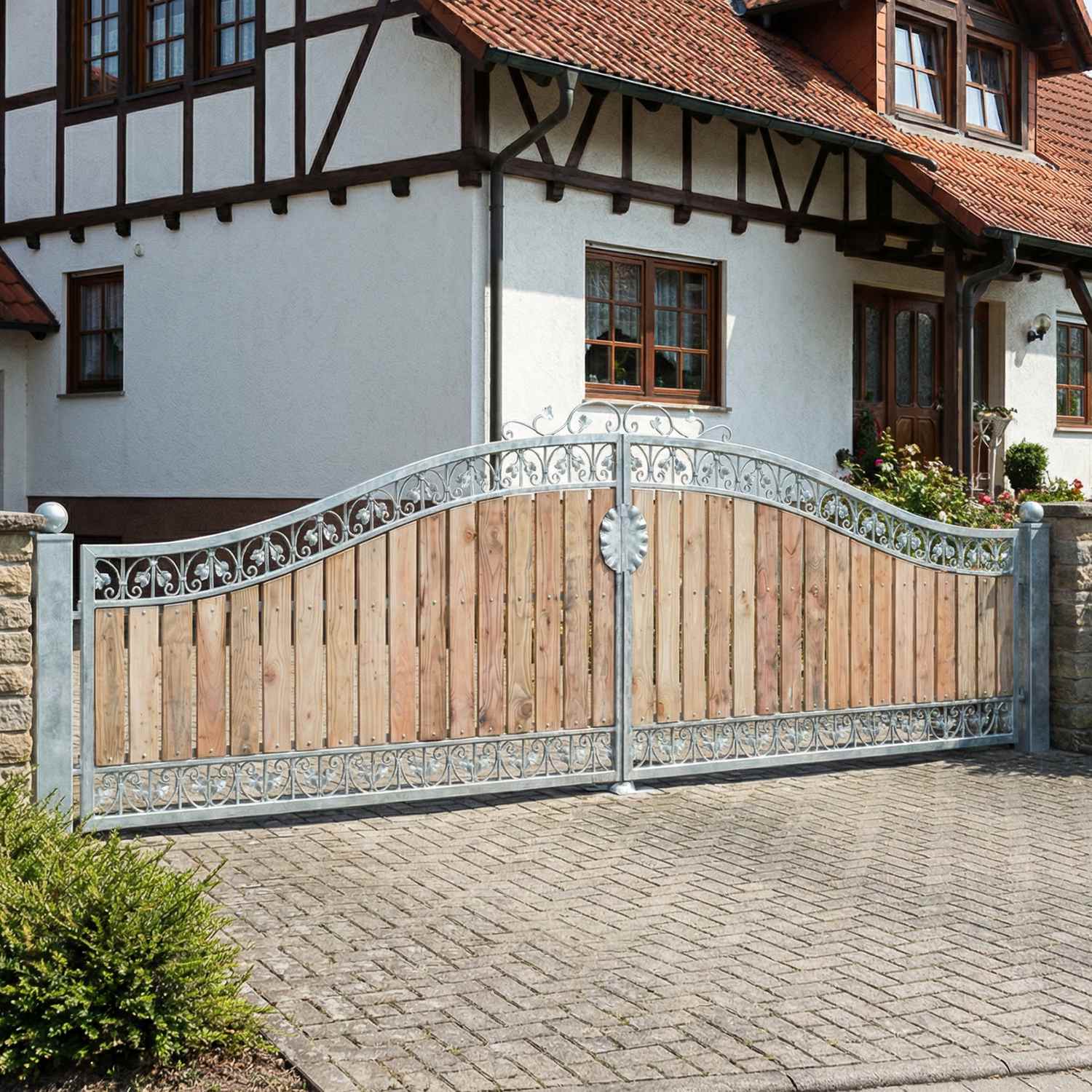 Gartentor Hoftor Einfahrtstor Einfahrtstor Monaco-GT500/100S-BD mit Dielung  Verzinkt