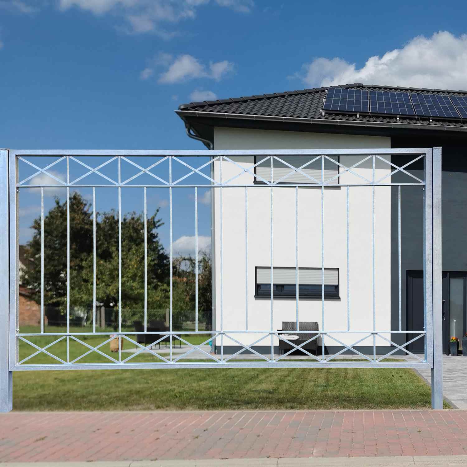 1 Meter Gartenzaun Zäune Zaunfeld Metallzaun Balkon Crossline-Z80/200 verzinkt 1 Meter Gartenzaun Zäune Zaunfeld Metallzaun Balkon Crossline-Z80/200 verzinkt