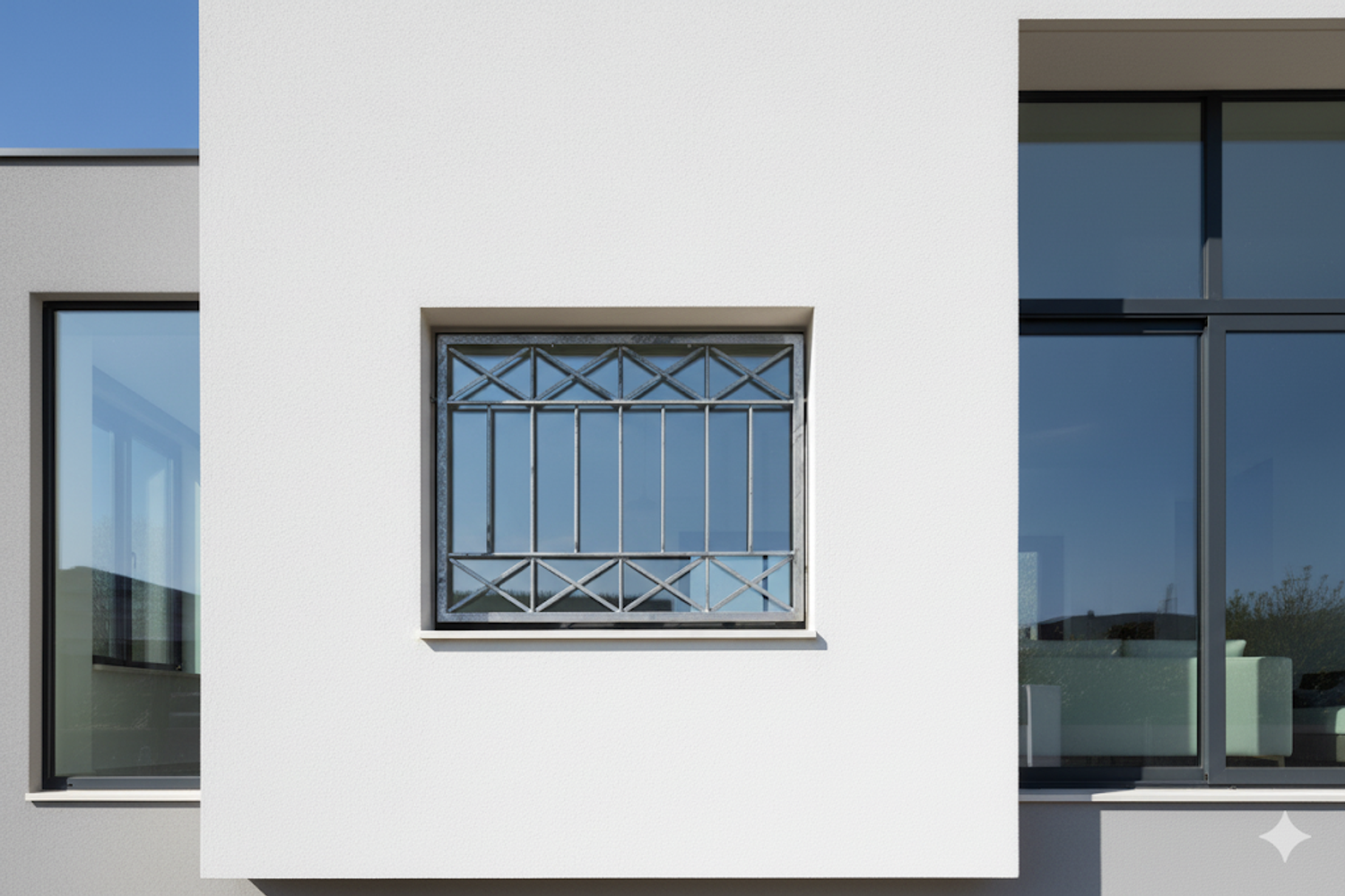 Metall Gitter Sicherheitsgitter Fenstergitter Crossline Z100/100 Verzinkt Duplex grau Pulverbeschichtet Metall Gitter Sicherheitsgitter Fenstergitter Crossline Z100/100 Verzinkt Duplex grau Pulverbeschichtet