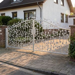 Gartentor Hoftor Schmiedeeisen Bachus-GT400/100S Komplett P.-Set 100 Feuer verzinkt 400 cm 4m Doppelflügeltor