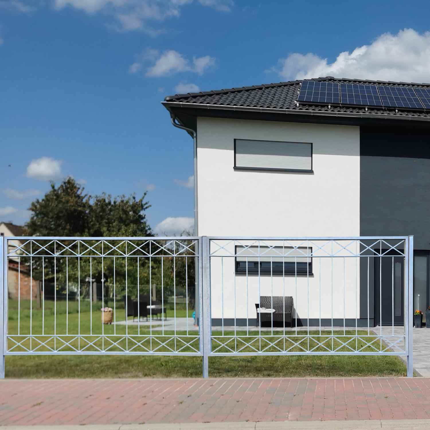 1 Meter Gartenzaun Zaunfeld Metall Balkon Crossline-Z120/200 Feuer verzinkt 1 Meter Gartenzaun Zaunfeld Metall Balkon Crossline-Z120/200 Feuer verzinkt