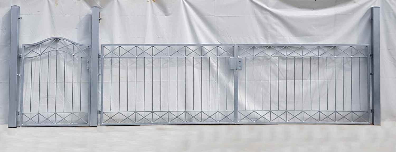 Metall Gartentor Tor mit Pforte Modern Crossline-GFT500/100S Verzinkt P.-Set 100 Metall Gartentor Tor mit Pforte Modern Crossline-GFT500/100S Verzinkt P.-Set 100