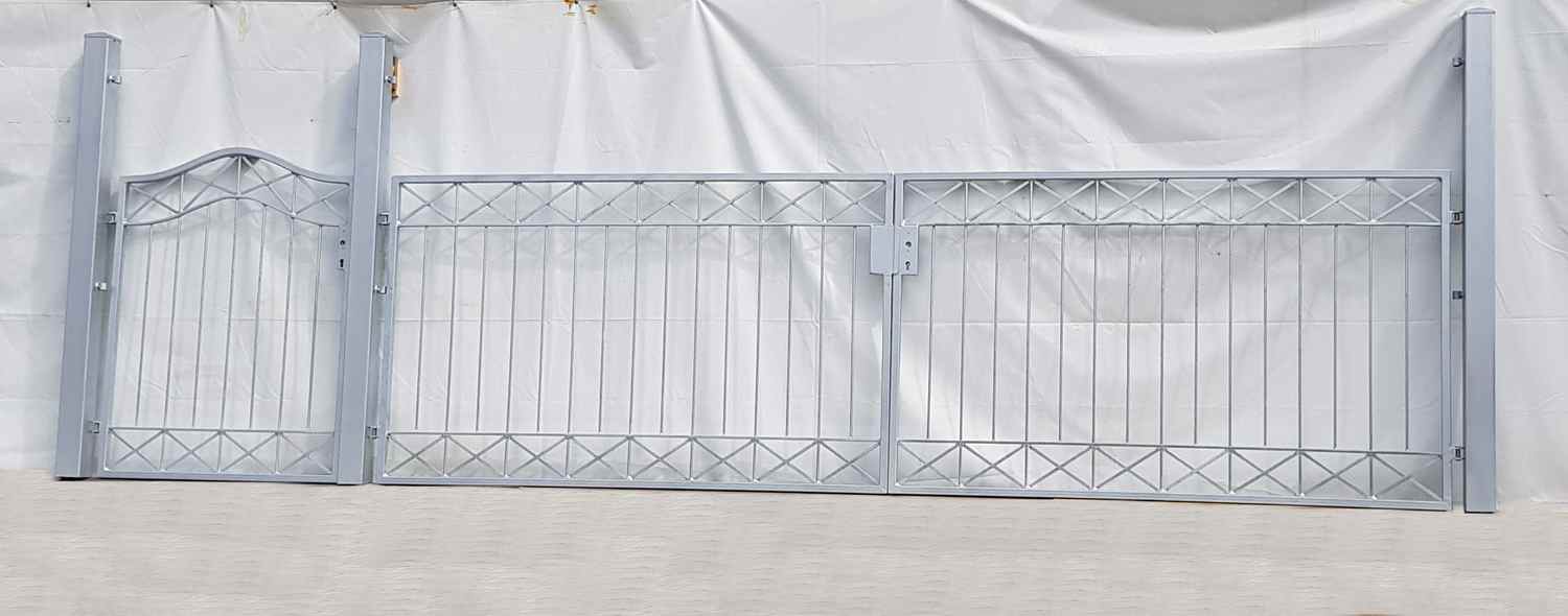 Metall Gartentor Tor mit Pforte Modern Crossline-GFT500/100S Verzinkt P.-Set 100 Metall Gartentor Tor mit Pforte Modern Crossline-GFT500/100S Verzinkt P.-Set 100