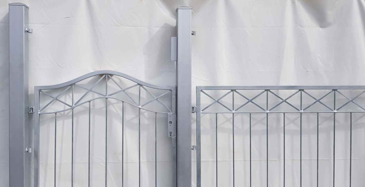 Metall Gartentor Tor mit Pforte Modern Crossline-GFT500/100S Verzinkt P.-Set 100 Metall Gartentor Tor mit Pforte Modern Crossline-GFT500/100S Verzinkt P.-Set 100