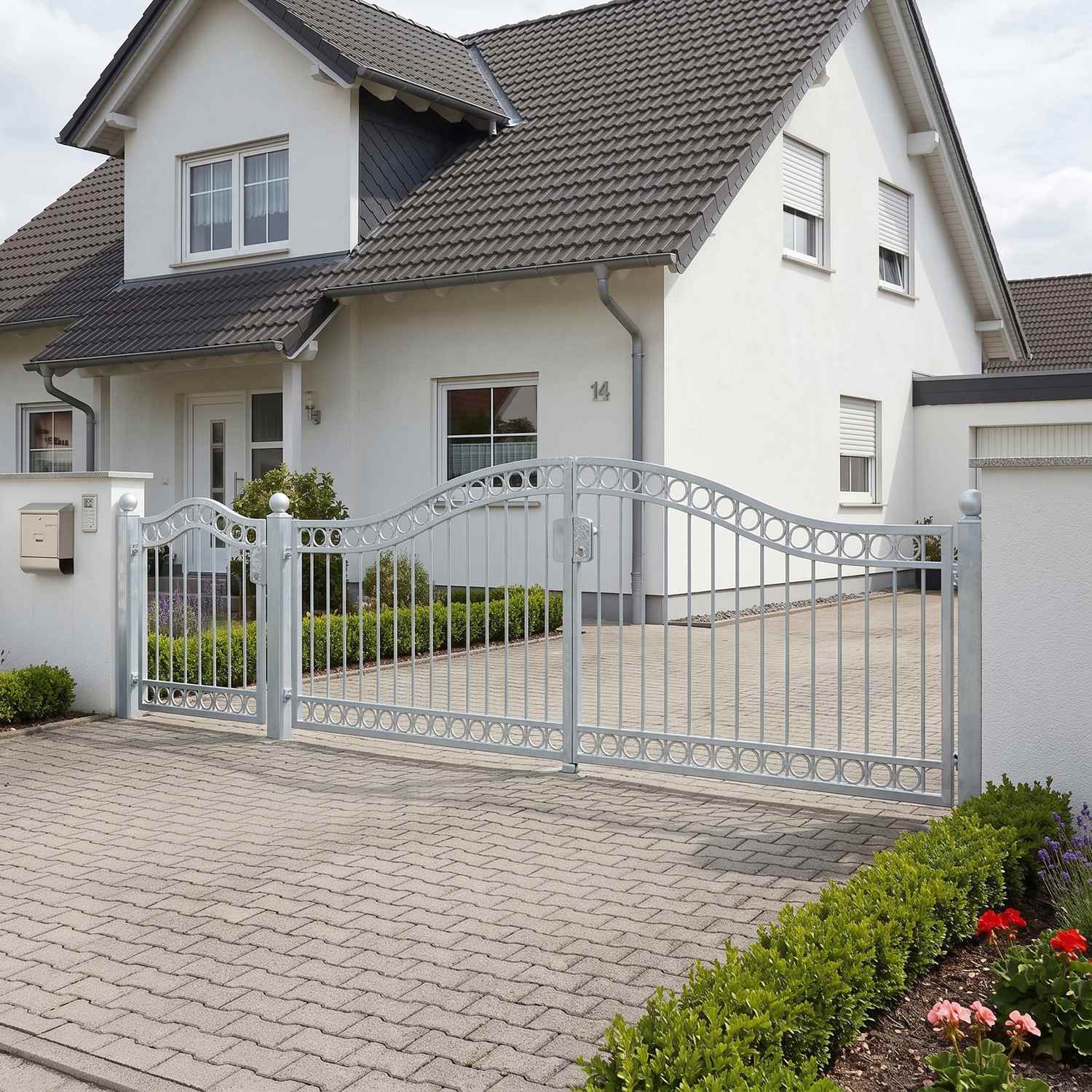 Gartentor Hoftor Tor Metall Schmiedeeisen Anello-GRT500/100S Verzinkt P.-Set Gartentor Hoftor Tor Metall Schmiedeeisen Anello-GRT500/100S Verzinkt P.-Set