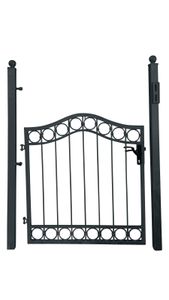 Gartentür Pforte Tor Metall Eisen Anello-GT100/100S Schloss Feuer Verzinkt inkl. Pfosten 60 Anthrazitgrau 100 cm 1m