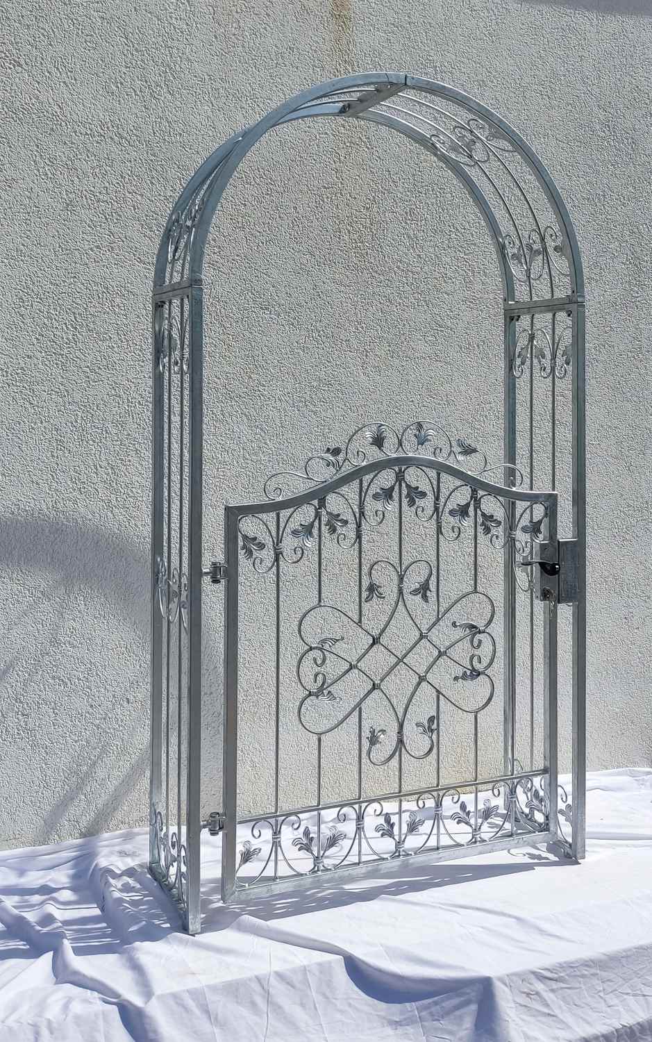 Tor Gartentür Pforte Rosenbogen Metall Tür Monaco-RBGT-RBS 100/100/40S Schloss Verzinkt Premium Tor Gartentür Pforte Rosenbogen Metall Tür Monaco-RBGT-RBS 100/100/40S Schloss Verzinkt Premium