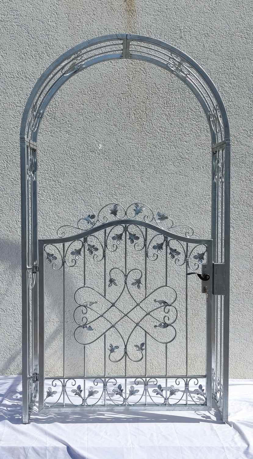 Tor Gartentür Pforte Rosenbogen Metall Tür Monaco-RBGT-RBS 100/100/40S Schloss Verzinkt Premium Tor Gartentür Pforte Rosenbogen Metall Tür Monaco-RBGT-RBS 100/100/40S Schloss Verzinkt Premium