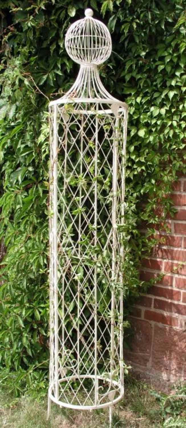 Rankstab Rankhilfe Rankgitter Obelisk Wells XXL 225cm Weiß für Kletterrose