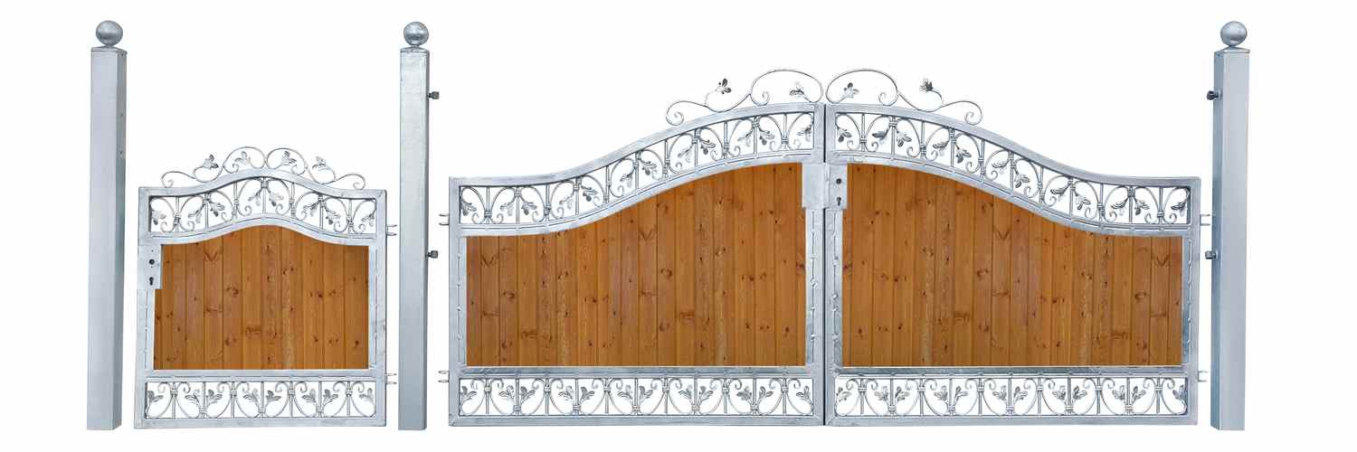 Hoftor Einfahrtstor Monaco-GRF400/100S-BB P.-Set 100 Holzfüllung Verzinkt Blickdicht