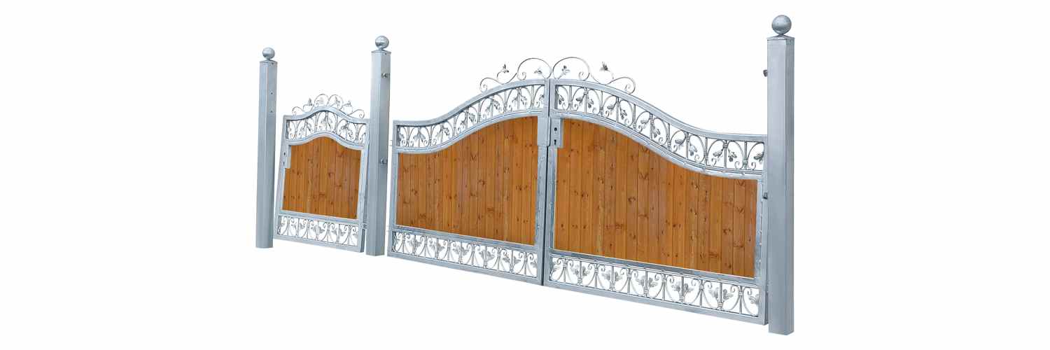Hoftor Einfahrtstor Monaco-GRF400/100S-BB P.-Set 100 Holzfüllung Verzinkt Blickdicht