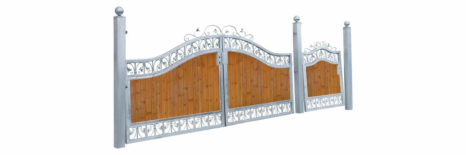 Hoftor Einfahrtstor Monaco-GRF400/100S-BB P.-Set 100 Holzfüllung Verzinkt Blickdicht