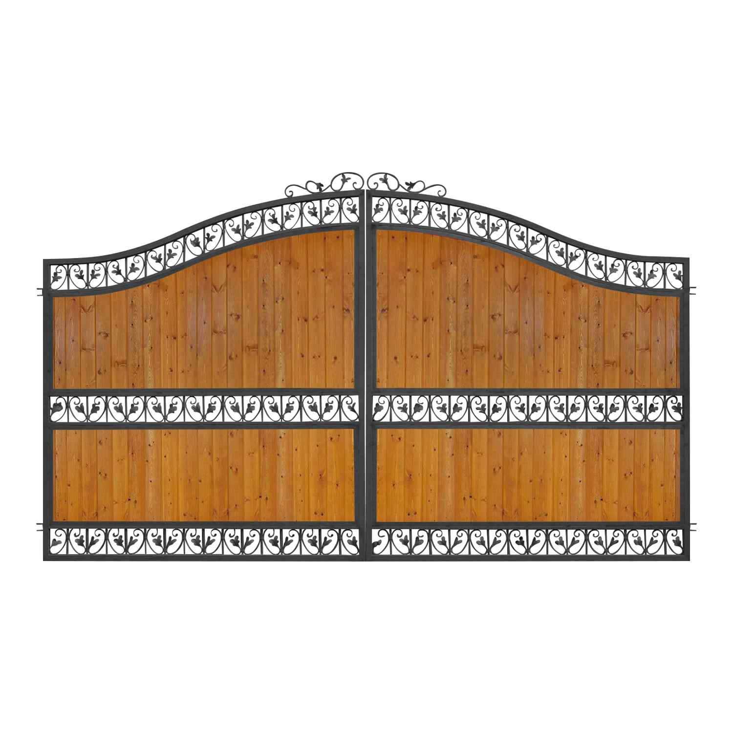 Gartentor Hoftor Tor Metall Monaco-GT400/188R BB Blickdicht Riegel Feuer Verzinkt 400 cm breit 180 / 230 cm hoch Rundbogen Anthrazit Grau 300 cm  3m Doppelflügeltor