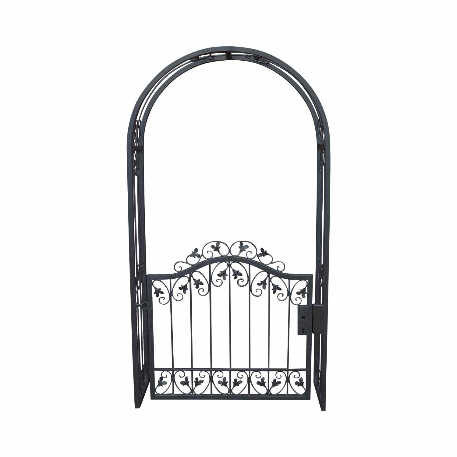 Tor Gartentür Pforte Rosenbogen mit Gartentür Monaco-RBGT-RBS 100/100/40 Schloss Verzinkt Anthrazit Grau 100 cm  1m Frontseite