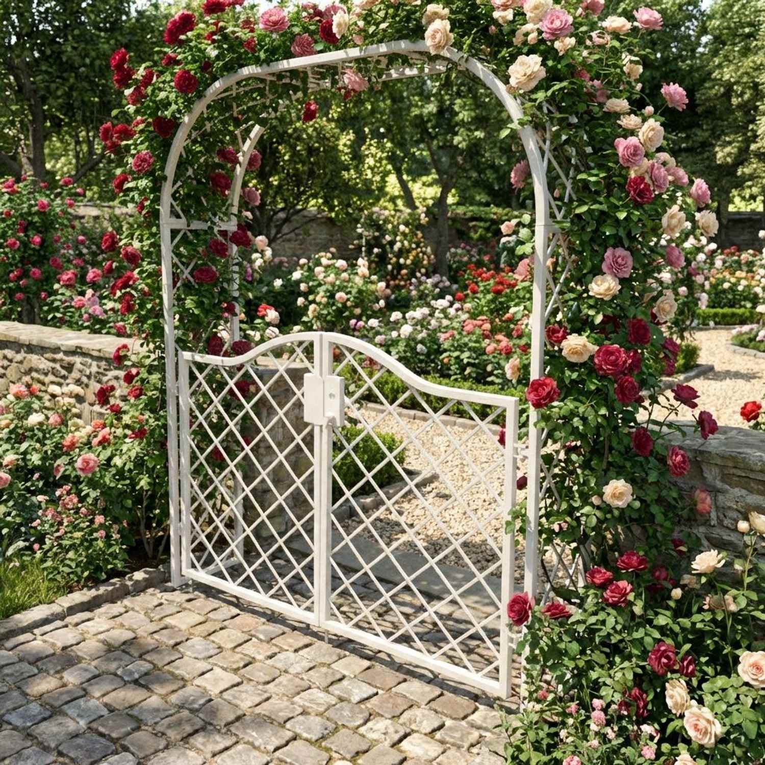Tor Gartentür Pforte Rosenbogen Metall Tür Bozen-RBGT-RBS 170/220 Schloss Verzinkt Pulverbeschichtet Tor Gartentür Pforte Rosenbogen Metall Tür Bozen-RBGT-RBS 170/220 Schloss Verzinkt Pulverbeschichtet