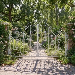 Antik Pforte Gartentür Gartentor Tor Vitoria-GT180R Schmiedeeisen Feuer Verzinkt Zauntür Zauntor Gartenpforte mit Pfostenset 2m breit 200 cm breit Doppelflügeltor