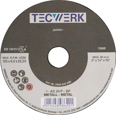 Schruppscheibe Action D125xS6mm gekröpft Bohrung 22,23 mm 10 Stück