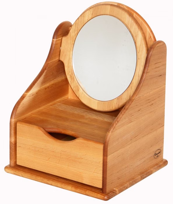 Frisierspiegel mit Schublade aus massivem Erlenholz Frisierspiegel mit Schublade aus massivem Erlenholz