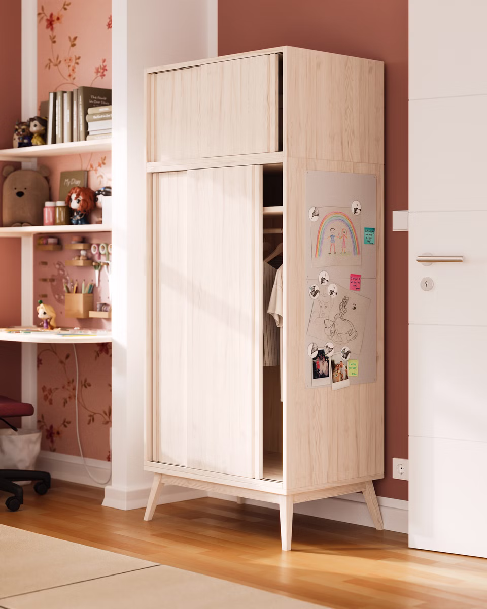 Laura Retro Schiebetürenschrank 55 cm Tiefe Laura Retro Schiebetürenschrank 55 cm Tiefe