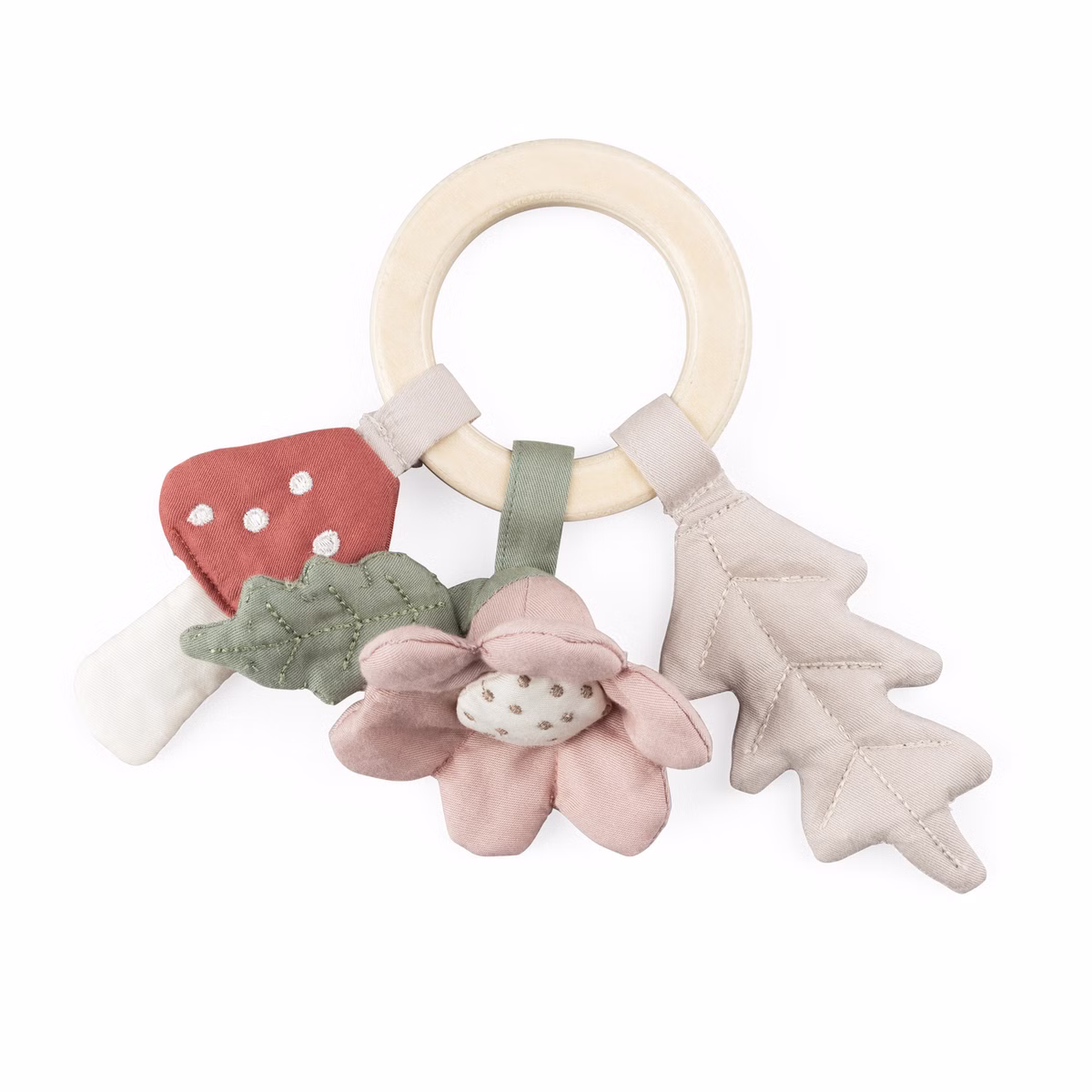 Rassel Pilz, Blume und Blatt aus Bio-Baumwolle, Sebra Rassel Pilz, Blume und Blatt aus Bio-Baumwolle, Sebra sb