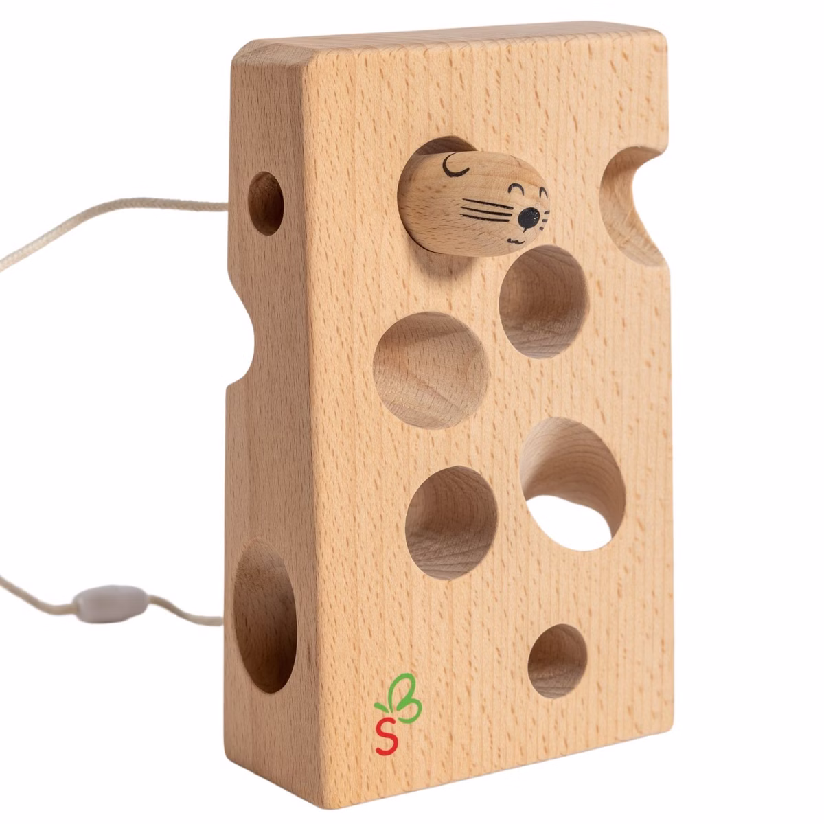 Fädelspiel Käse aus Holz Fädelspiel Käse aus Holz