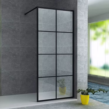 Aloni Duschwand Hartglas Begehbar Duschabtrennung Dusche 8mm schwarz matt 80cm