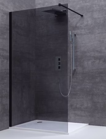 Walk-In Duschwand Rauchglas Dusche Duschabtrennung schwarz ESG NANO 80x200cm