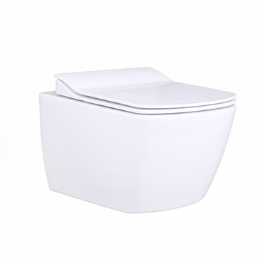 Creavit Design RimOff Hänge WC mit Taharet Edelstahl-Düse (Bidet) Weiß
