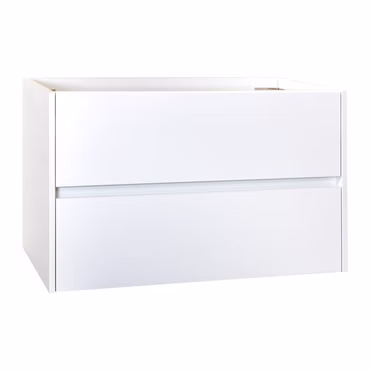 BELVIT Drava Badunterschrank 60 cm Weiß Hochglanz – hängender Waschtischunterschrank mit 2 Soft-Close Schubladen – Grifflose Badmöbel 60x50 cm