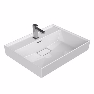 Belvit Keramik Waschbecken Aufsatz Wand 100x48x10 cm mit Überlauf Hahnloch