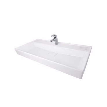 Belvit Keramik Waschbecken Aufsatz Wand 80x48x10 cm mit Überlauf Hahnloch