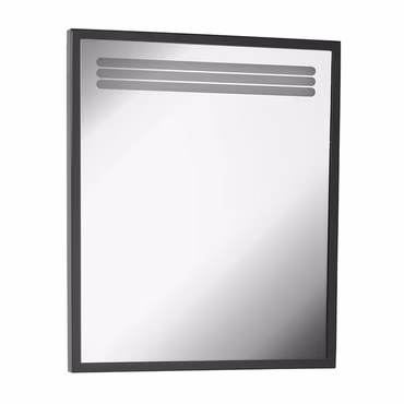 Aloni Arya LED Spiegel 68x75 cm rechteckig – Schwarzer Rahmen, Beleuchtung oben, CCT Farbtemperatur Kalt Warm einstellbar, für Bad und Wohnbereich, inkl. Montagematerial.