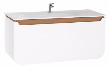 Creavit Pion 120 Unterschrank Weiß Eiche mit Keramik waschbecken 1195x850x525 mm