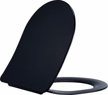 Creavit Duroplast WC Sitz Toilettensitz Flach Absenkautomatik Schwarz Glänzend