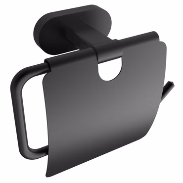 Creavit Toilettenpapierrollenhalter mit Deckel Schwarz