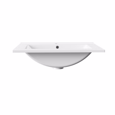 BELVIT Drava Waschbecken 60 cm Waschtisch Weiß – Modernes Badezimmer Waschbecken aus Kunstmarmor mit Überlauf und Hahnloch – 60x45 cm