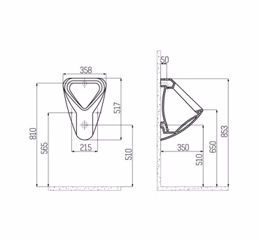 Creavit Urinal Weiß Absaugeurinal Urinal Becken Zulauf von oben NEU