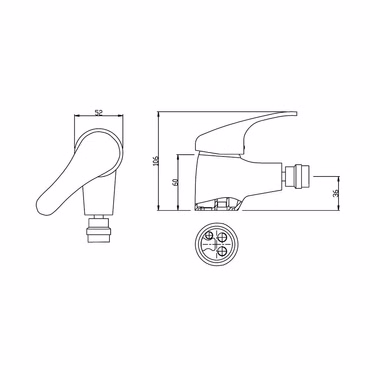 Aloni Bidetarmatur Einhebel Wasserhahn für Bidet chrom