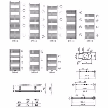 Belrad Badheizkörper Mittelanschluss Weiß - 1400x400 - 556w