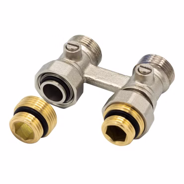 Belrad Hahnblock Durchgang Gerade 3/4" AG x 1/2" Eurokonus Heizkörper Anschluss