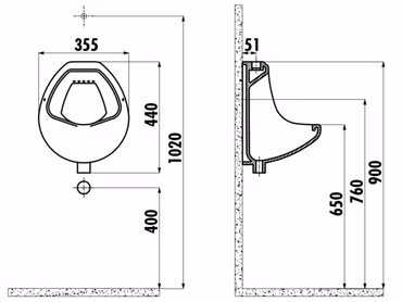 Creavit Urinal Weiß Absaugeurinal Urinal Becken Zulauf von oben OVP