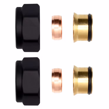 2 x Klemmringverschraubung Messing schwarz 3/4" für Kupferrohre Eurokonus 15mm