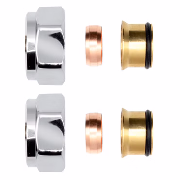 2 x Klemmringverschraubung Messing verchromt 3/4" für Kupferrohre Eurokonus 15mm
