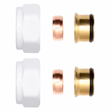 2 x Klemmringverschraubung Messing weiß 3/4“ für Kupferrohre Eurokonus 15mm