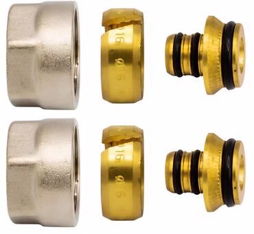 2x Klemmringverschraubung Messing 3/4" Eurokonus für Mehrschicht-Verbundrohr 16
