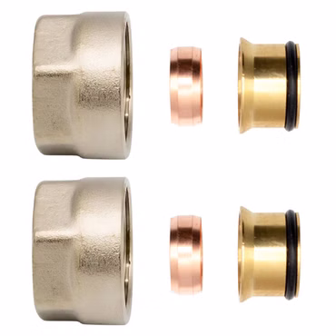 2x Klemmringverschraubung Messing Vernickelt 3/4" für Kupferrohre Eurokonus 15mm